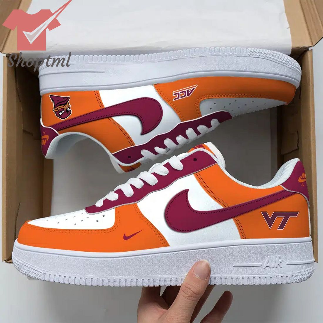 Virginia Tech Hokies Air Force Custom Nike Air Force Sneaker For Men Women