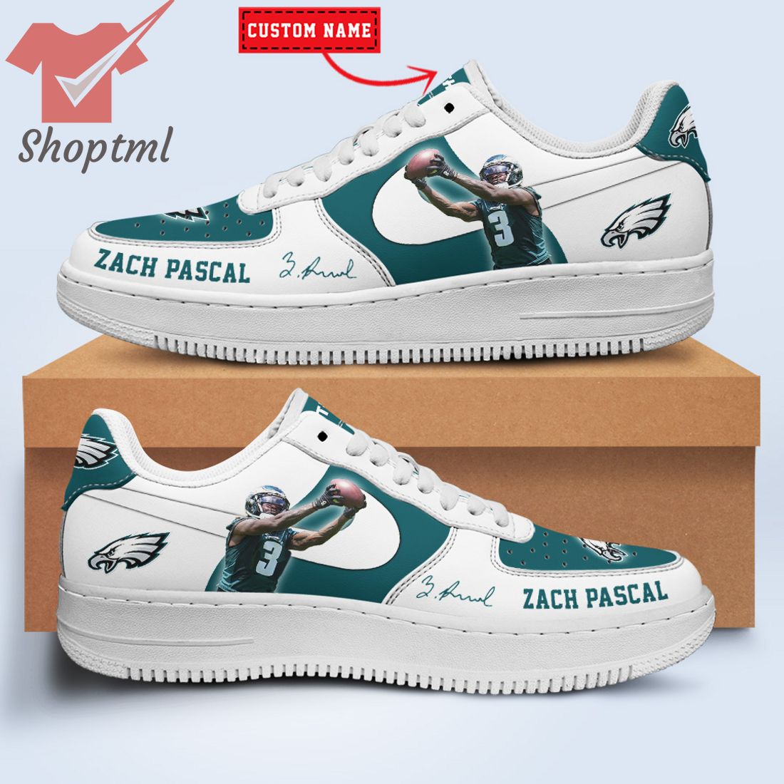 Zach Pascals Philadelphia Eagles Nfl Custom Name Nike Air Force Shoes For Men Women
