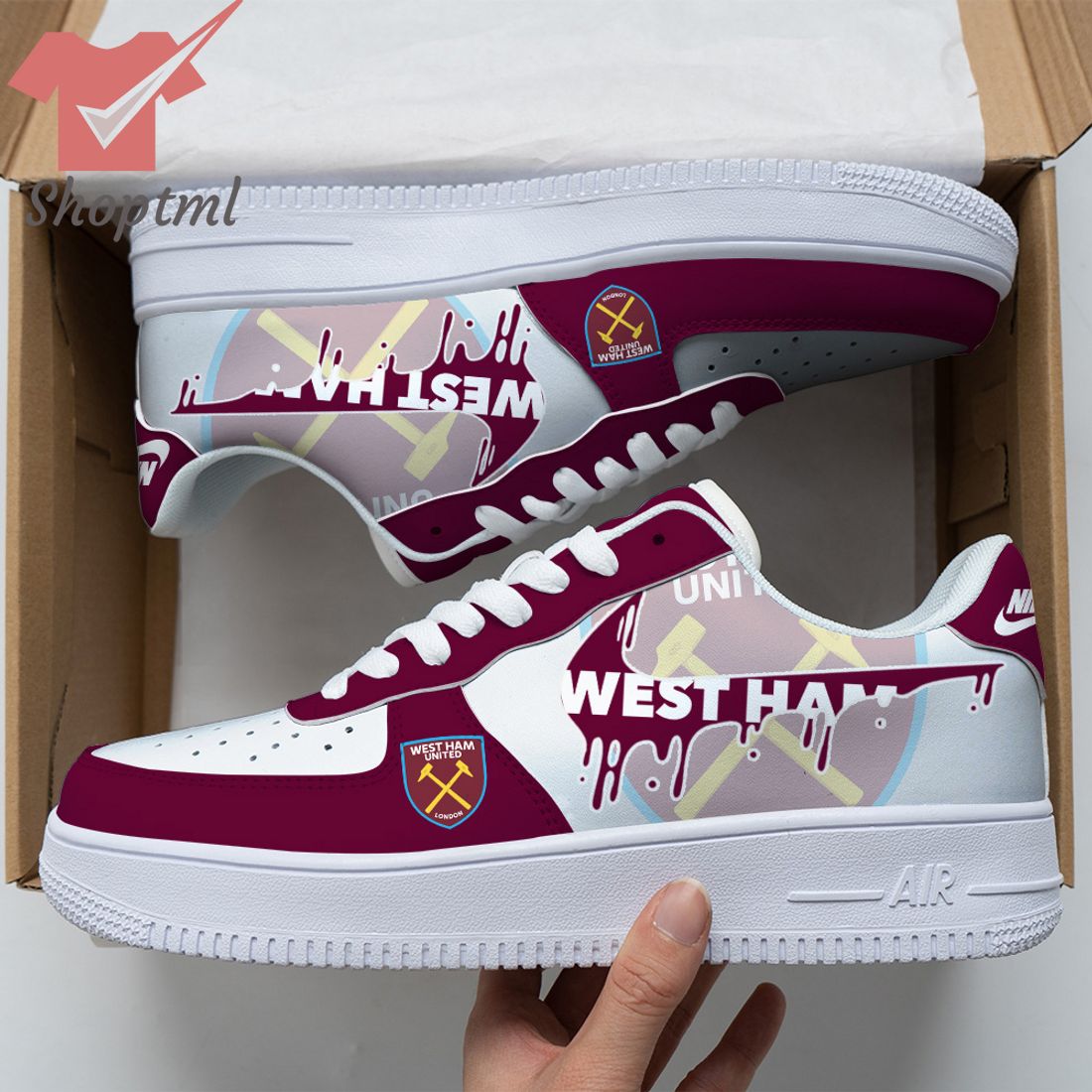 West Ham United Custom Nike Air Force Sneakers For Men Women