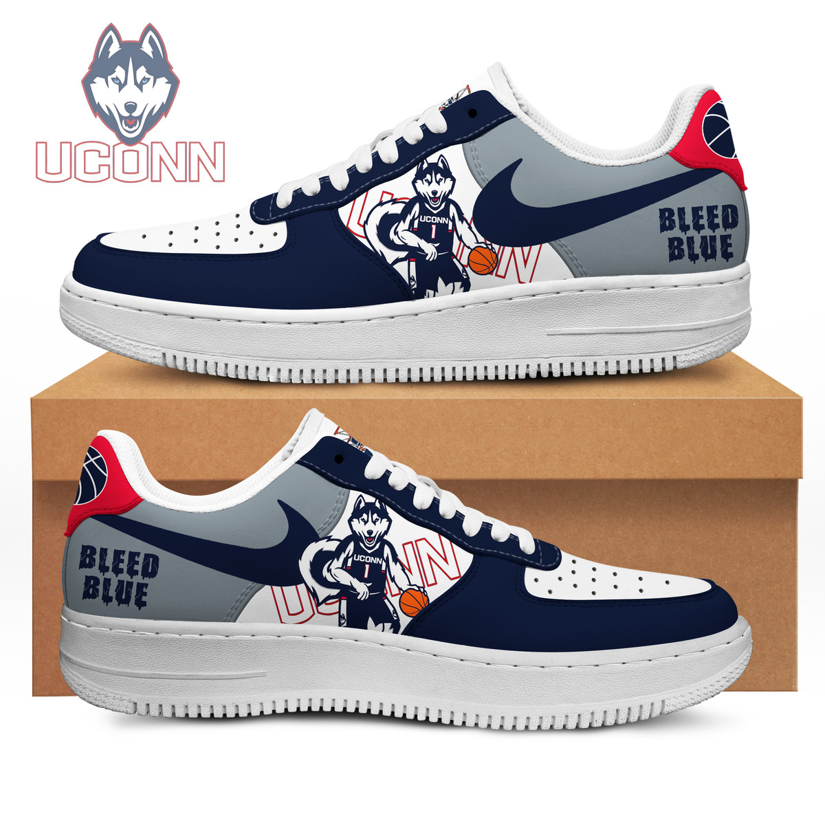 Uconn Huskies Air Low-Top Af1 Sneakers Shoes For Men And Women For Men Women
