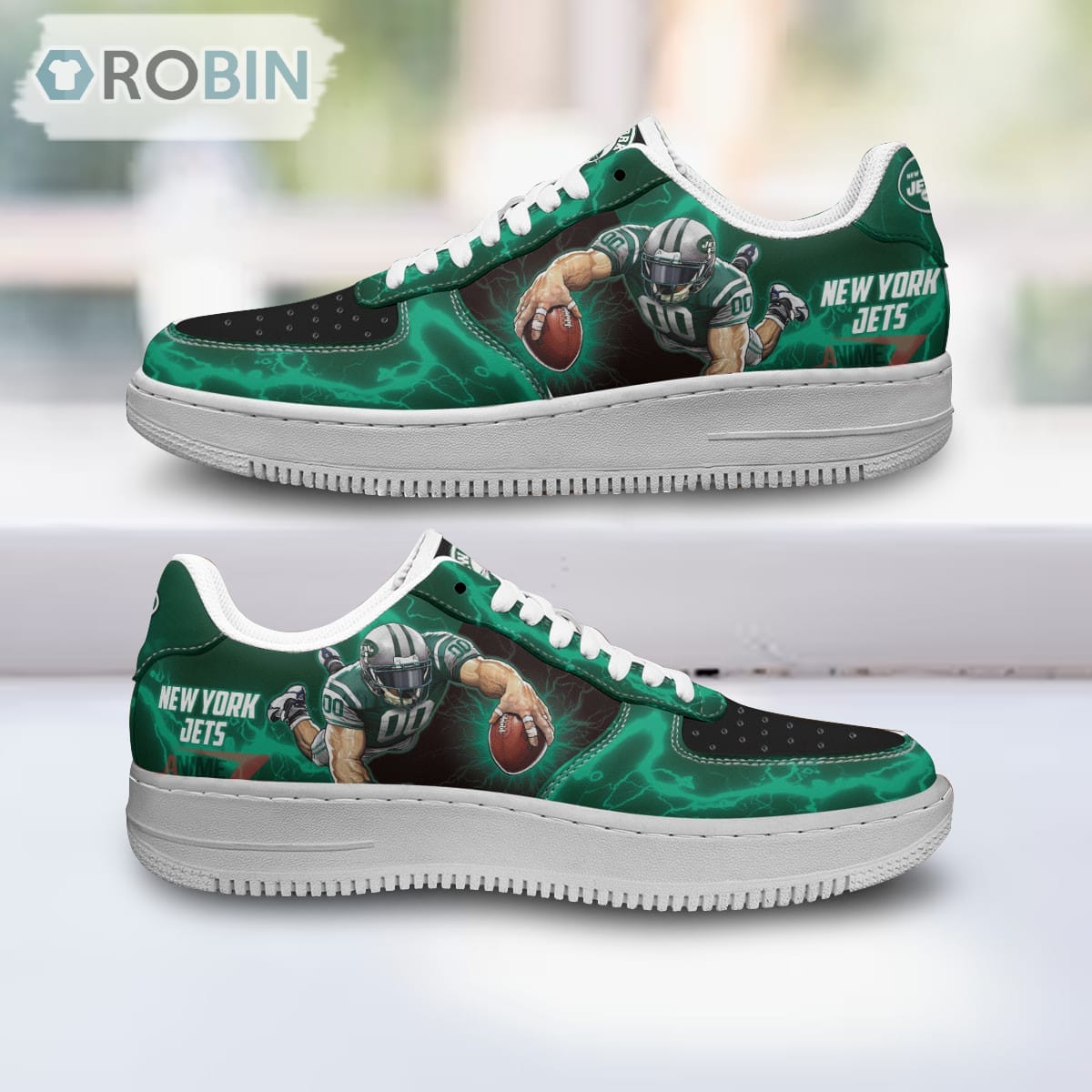 New York Jets Air Sneakers Mascot Thunder Style Custom Nfl Sport Shoes For Men Women