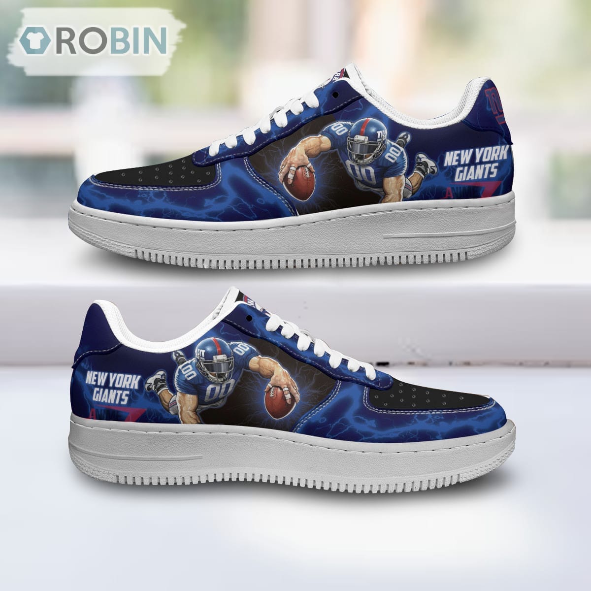 New York Giants Air Sneakers Mascot Thunder Style Custom Nfl Sport Shoes For Men Women