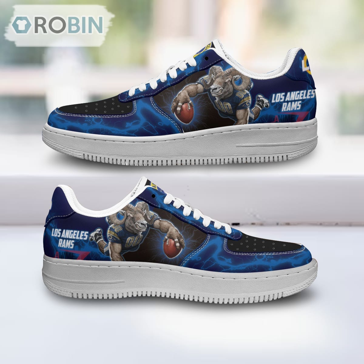 Los Angeles Rams Air Sneakers Mascot Thunder Style Custom Nfl Sport Shoes For Men Women