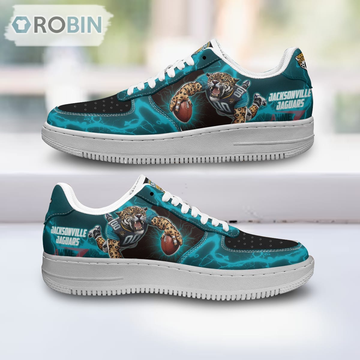 Jacksonville Jaguars Air Sneakers Mascot Thunder Style Custom Nfl Sport Shoes For Men Women