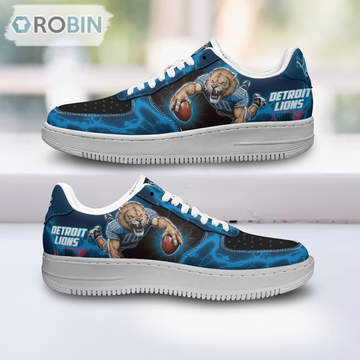 Detroit Lions Air Sneakers Mascot Thunder Style Custom Nfl Sport Shoes For Men Women