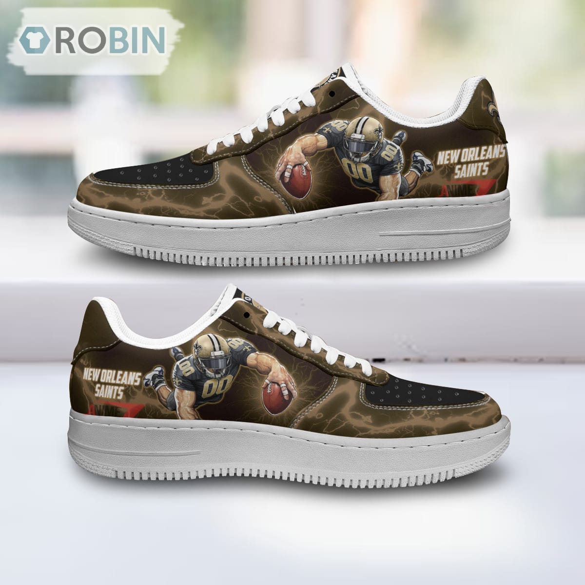 New Orleans Saints Air Sneakers Mascot Thunder Style Custom Nfl Sport Shoes For Men Women