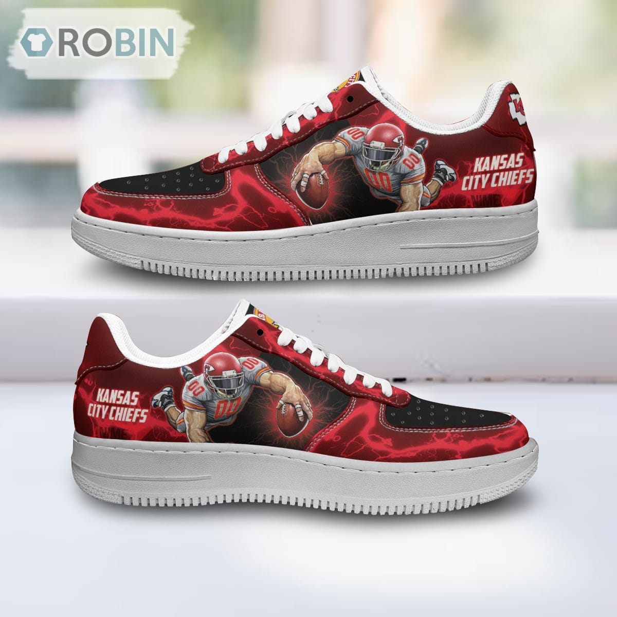 Kansas City Chiefs Air Sneakers Mascot Thunder Style Custom Nfl Sport Shoes For Men Women
