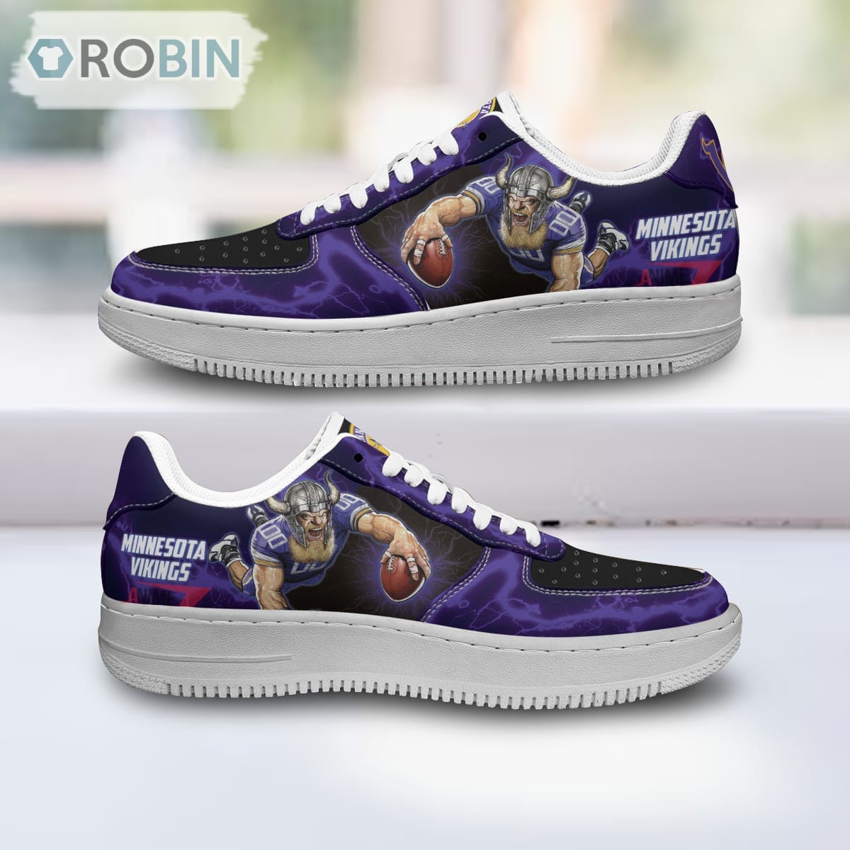 Minnesota Vikings Air Sneakers Mascot Thunder Style Custom Nfl Sport Shoes For Men Women