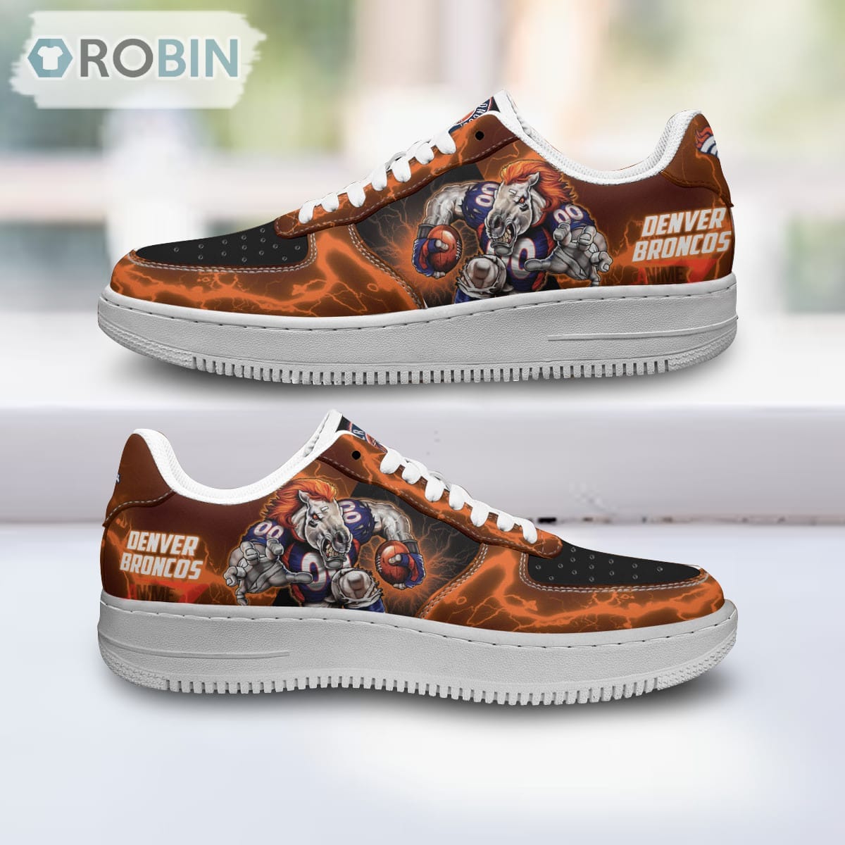 Denver Broncos Air Sneakers Mascot Thunder Style Custom Nfl Sport Shoes For Men Women