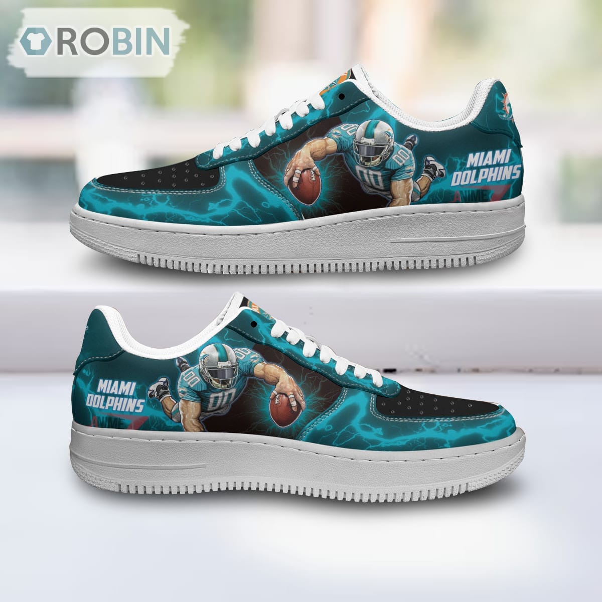 Miami Dolphins Air Sneakers Mascot Thunder Style Custom Nfl Sport Shoes For Men Women