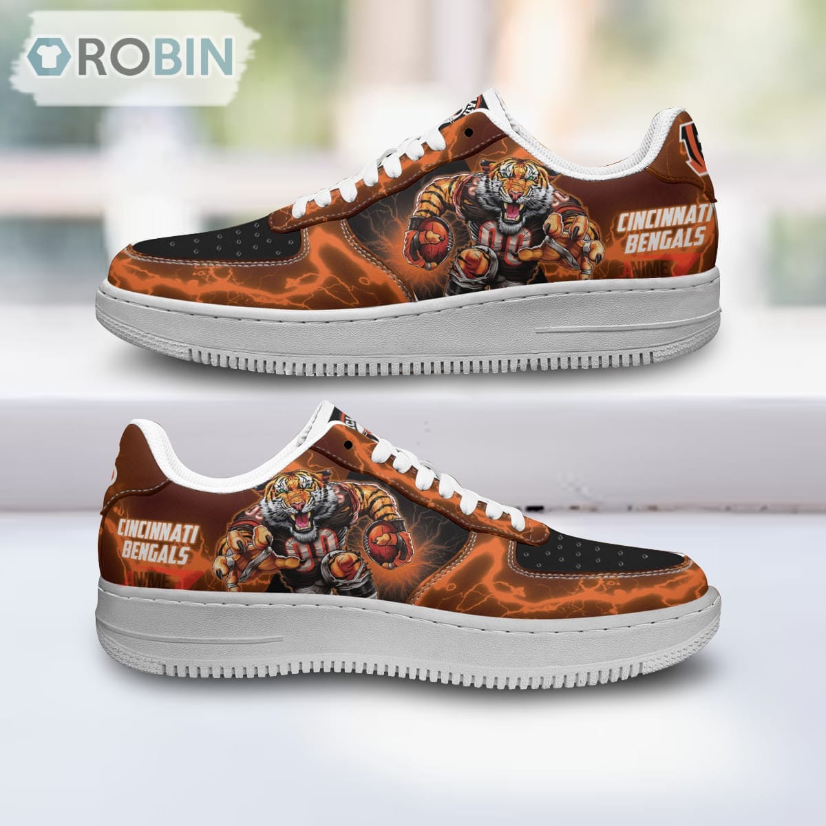 Cincinnati Bengals Air Sneakers Mascot Thunder Style Custom Nfl Sport Shoes For Men Women
