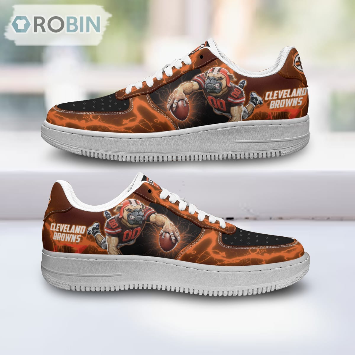 Cleveland Browns Air Sneakers Mascot Thunder Style Custom Nfl Sport Shoes For Men Women
