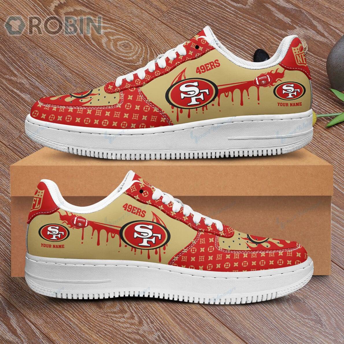San Francisco 49Ers Louis Vuitton Pattern Custom Name Air Force 1 Shoes For Men Women
