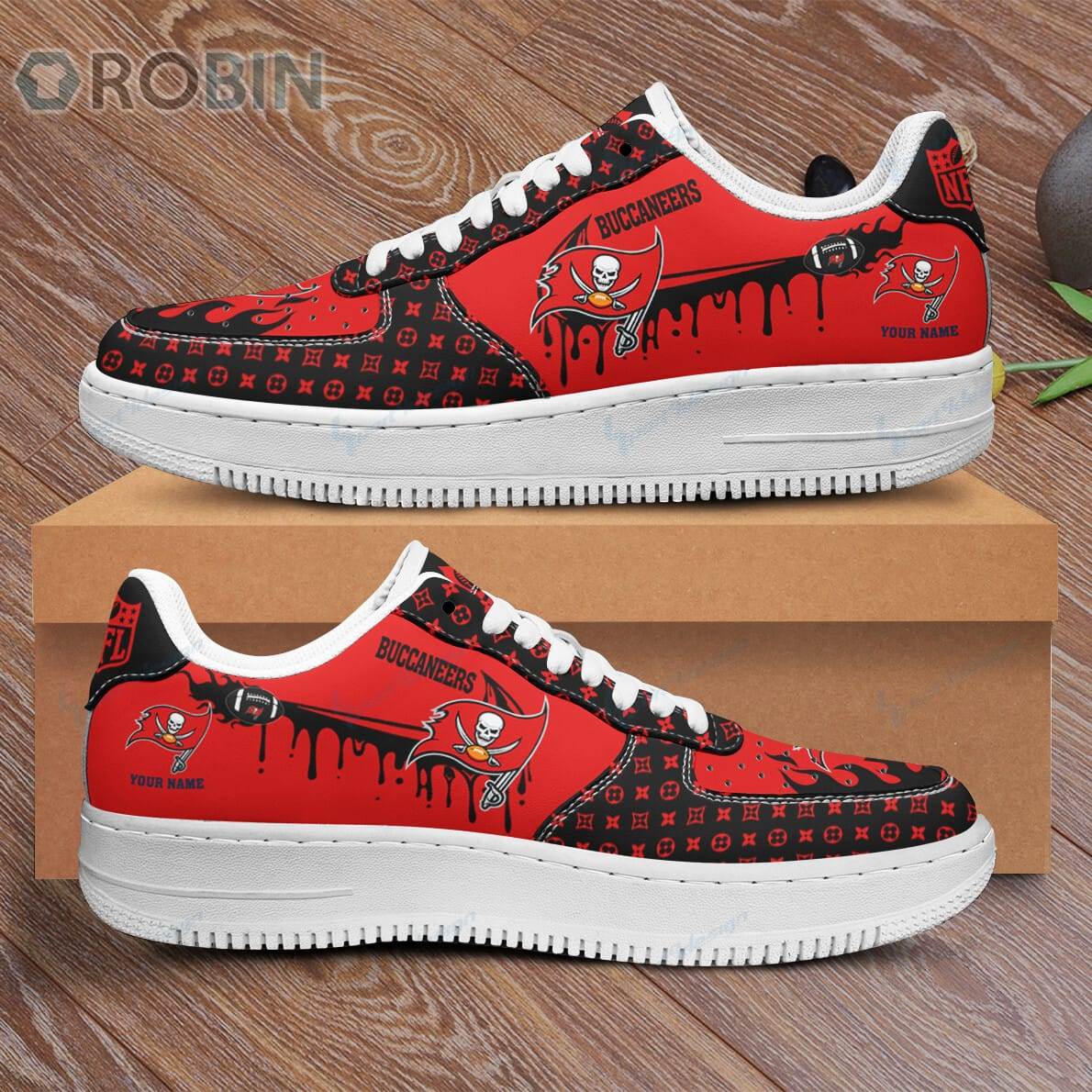 Tampa Bay Buccaneers Louis Vuitton Pattern Custom Name Air Force 1 Shoes For Men Women