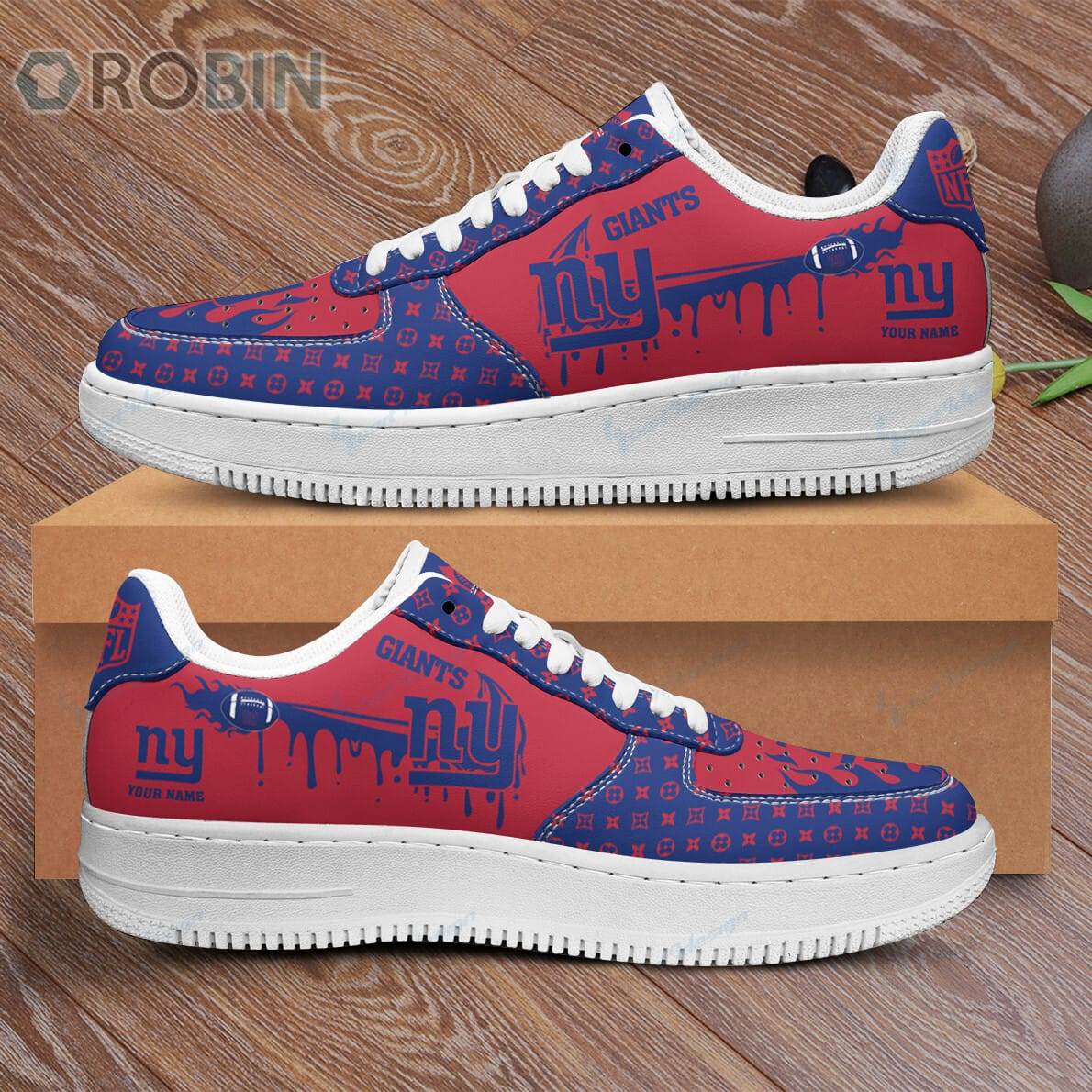New York Giants Louis Vuitton Pattern Custom Name Air Force 1 Shoes For Men Women