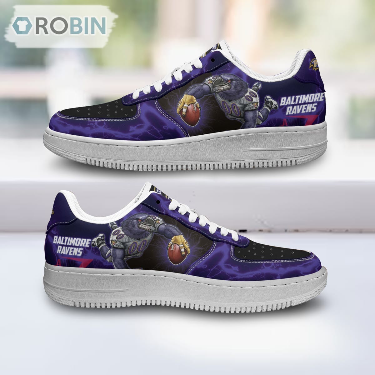 Baltimore Ravens Air Sneakers Mascot Thunder Style Custom Nfl Sport Shoes For Men Women