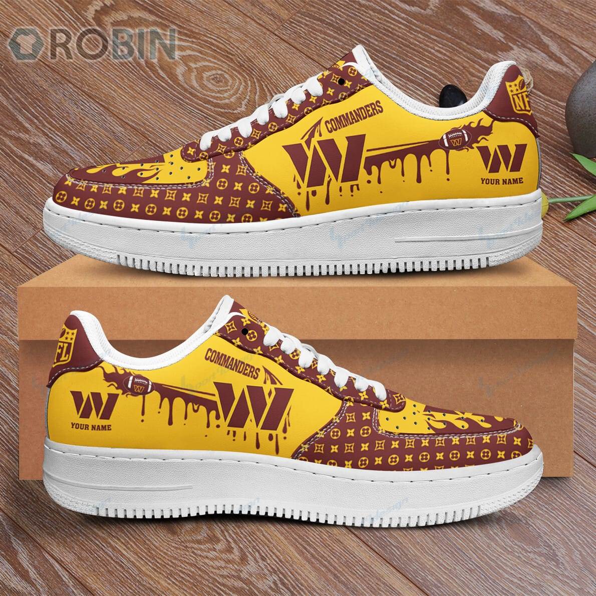 Washington Commanders Louis Vuitton Pattern Custom Name Air Force 1 Shoes For Men Women
