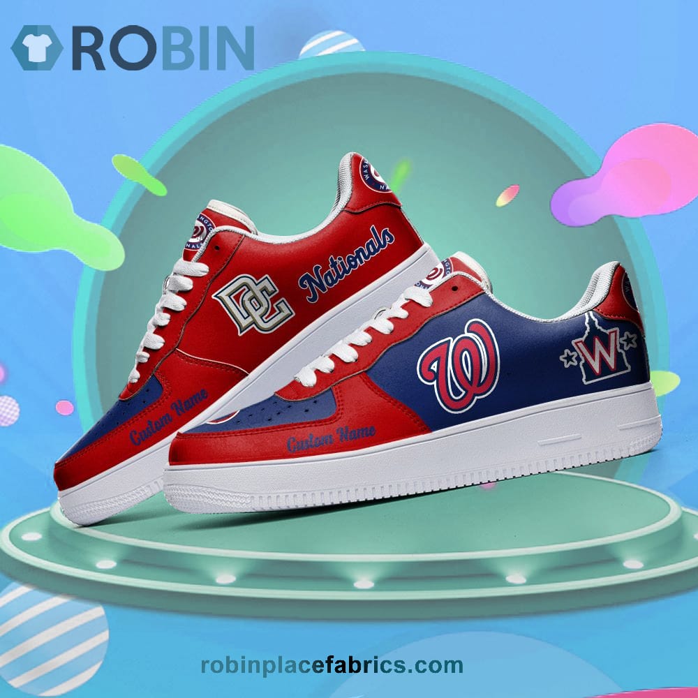 Washington Nationals Mascot Logo Mlb Custom Name Air Force 1 Shoes For Men Women