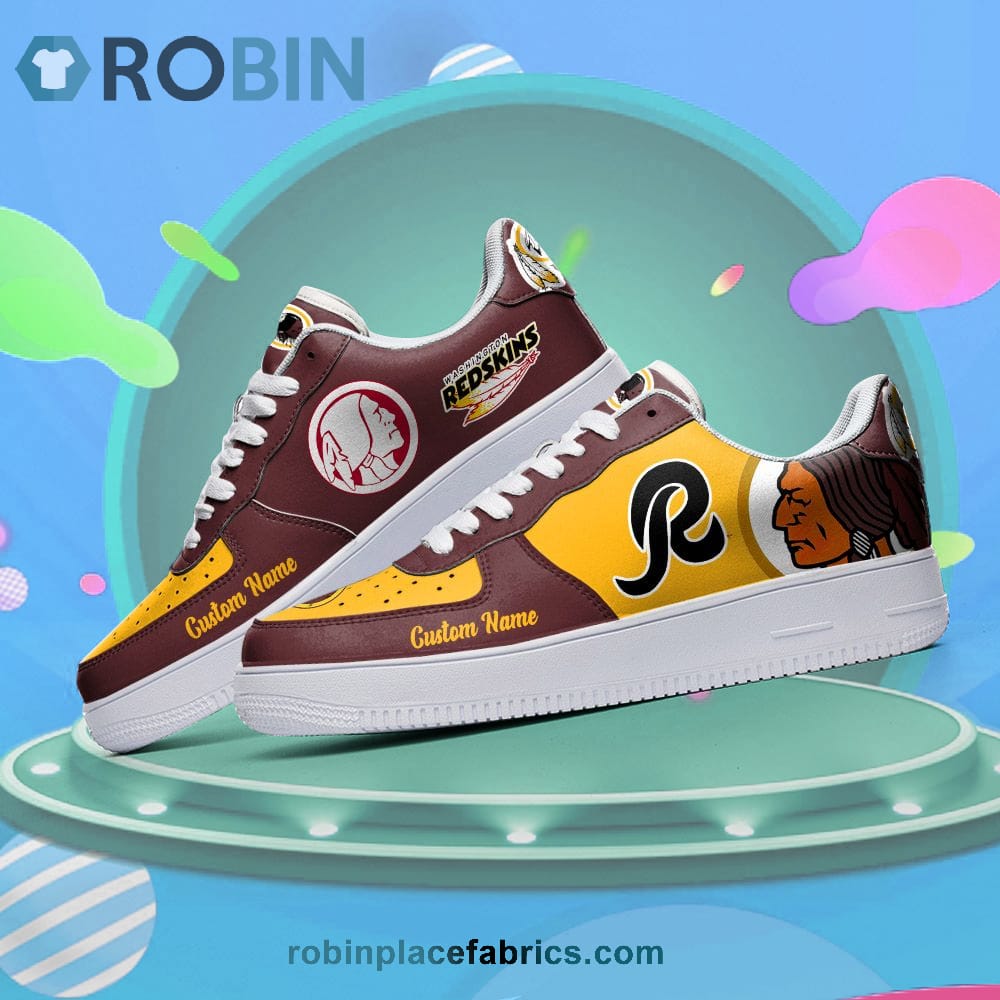 Washington Redskins Mascot Logo Nfl Custom Name Air Force 1 Shoes For Men Women