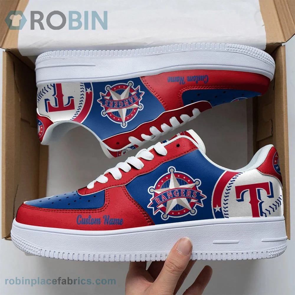 Texas Rangers Mascot Logo Mlb Custom Name Air Force 1 Shoes For Men Women