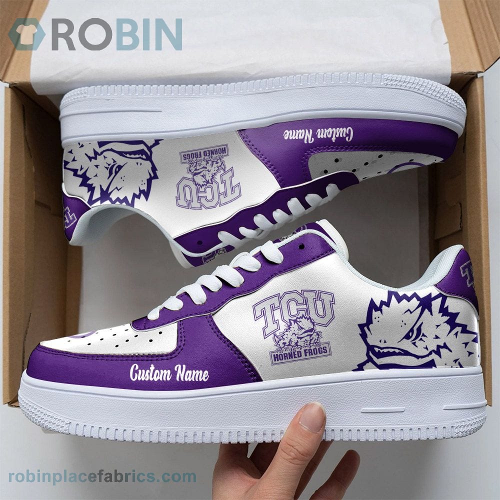 Tcu Horned Frogs Mascot Logo Ncaa Custom Name Air Force 1 Shoes For Men Women