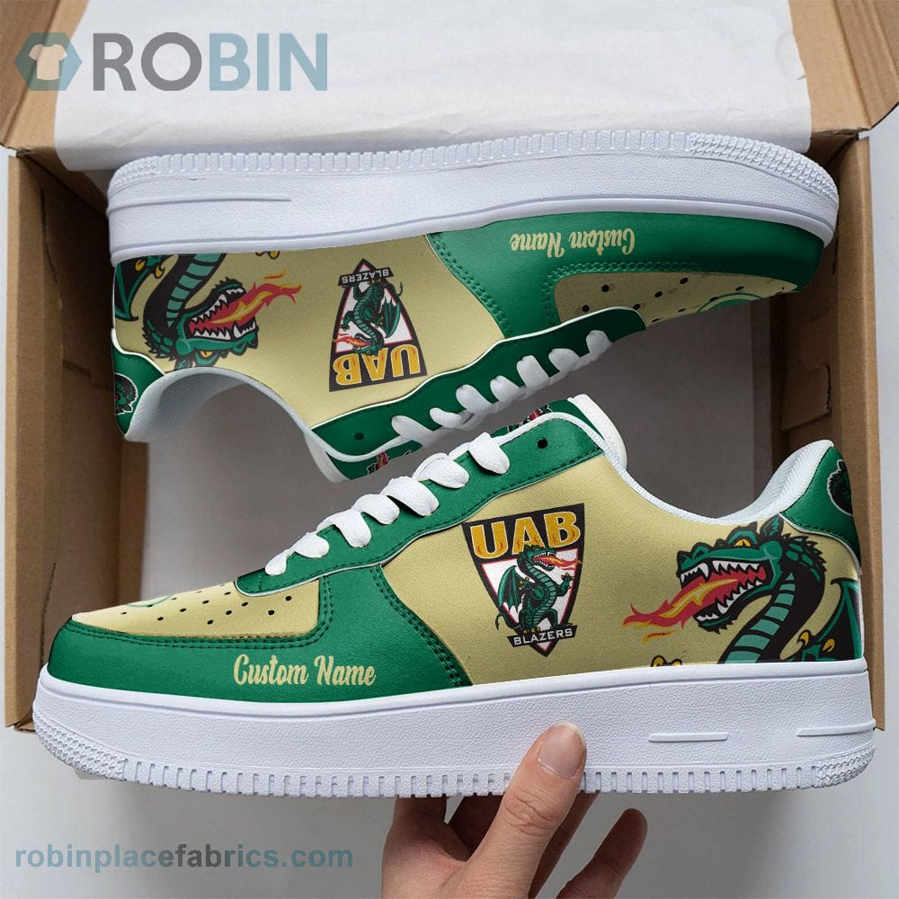 Uab Blazers Mascot Logo Ncaa Custom Name Air Force 1 Shoes For Men Women
