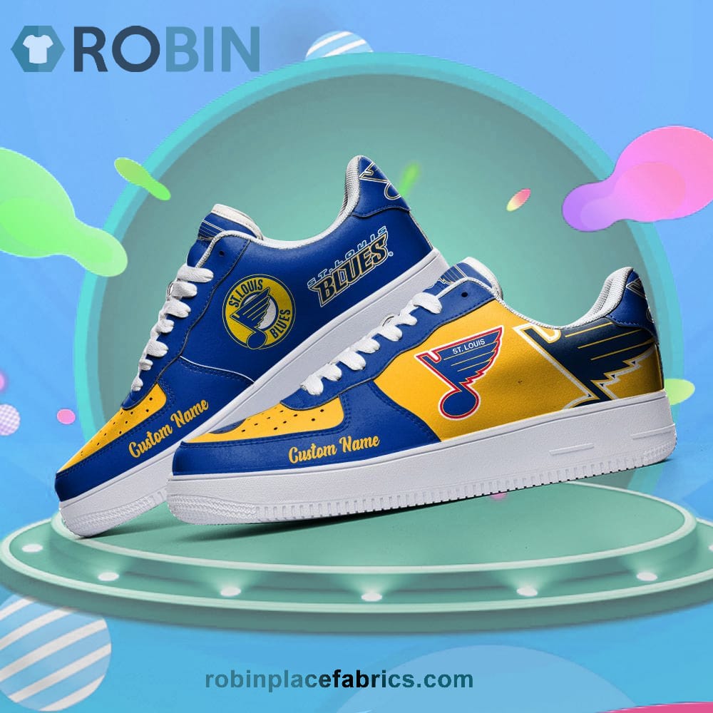 St Louis Blues Mascot Logo Nhl Custom Name Air Force 1 Shoes For Men Women