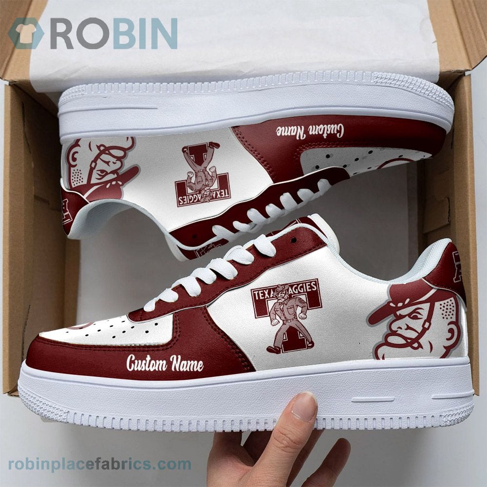 Texas A&Ampm Aggies Mascot Logo Ncaa Custom Name Air Force 1 Shoes For Men Women