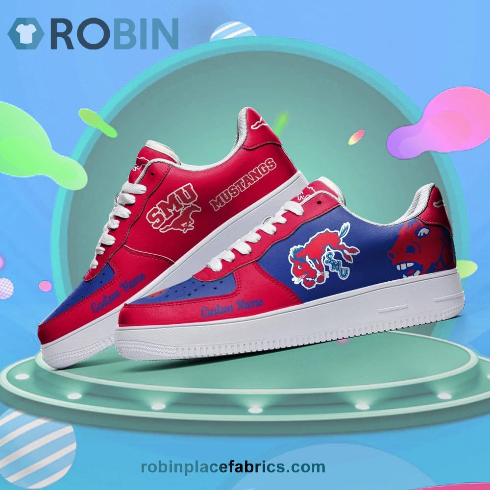 Smu Mustangs Mascot Logo Ncaa Custom Name Air Force 1 Shoes For Men Women