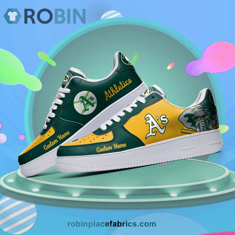 Oakland Athletics Mascot Logo Mlb Custom Name Air Force 1 Shoes For Men Women