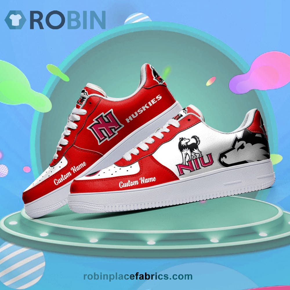 Northern Illinois Huskies Mascot Logo Ncaa Custom Name Air Force 1 Shoes For Men Women