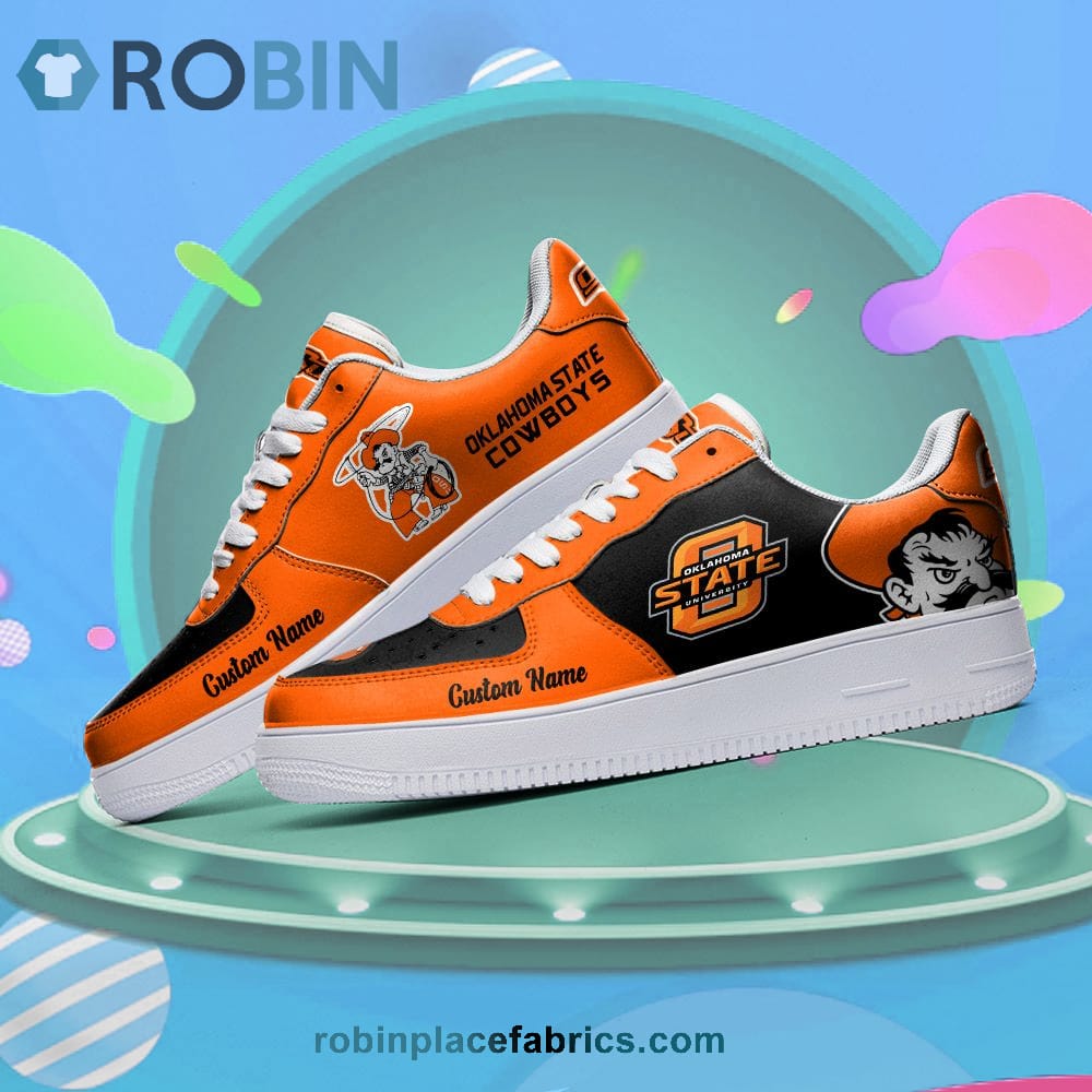 Oklahoma State Cowboys Mascot Logo Ncaa Custom Name Air Force 1 Shoes For Men Women