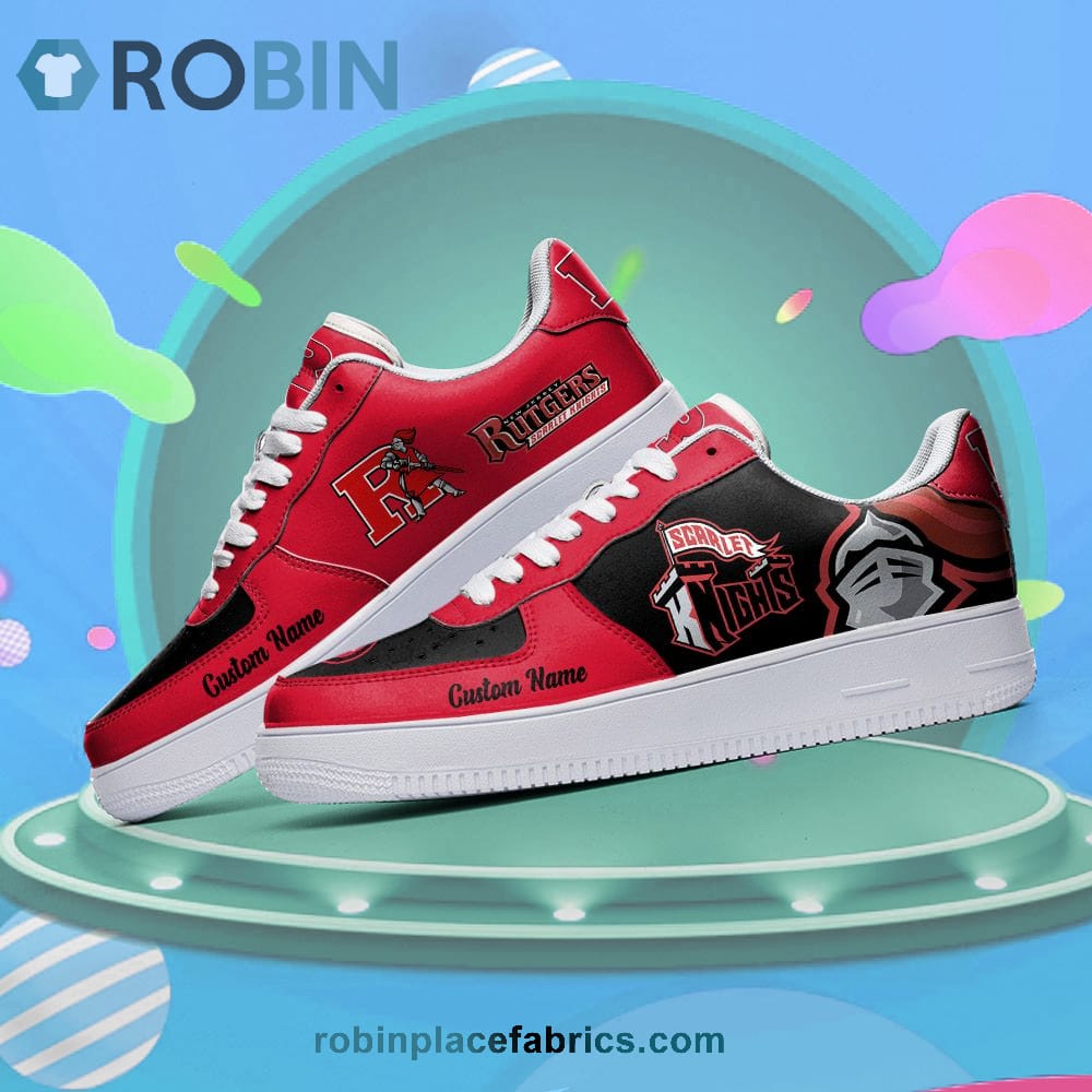 Rutgers Scarlet Knights Mascot Logo Ncaa Custom Name Air Force 1 Shoes For Men Women
