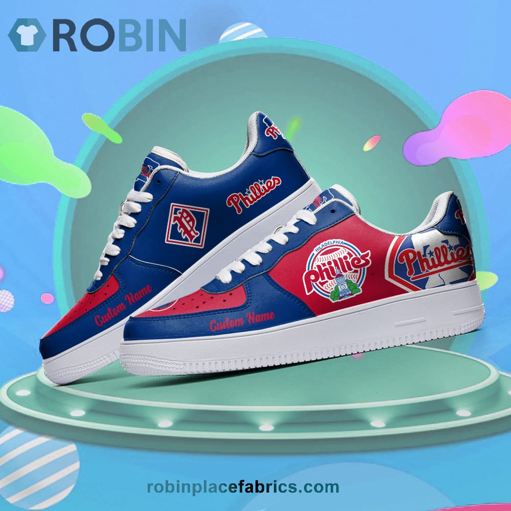 Philadelphia Phillies Mascot Logo Mlb Custom Name Air Force 1 Shoes For Men Women