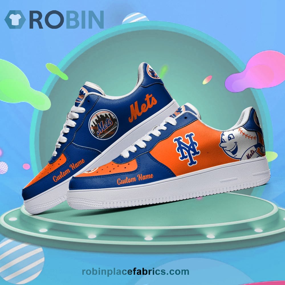 New York Mets Mascot Logo Mlb Custom Name Air Force 1 Shoes For Men Women