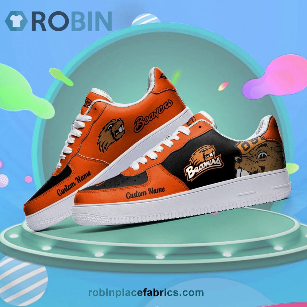 Oregon State Beavers Mascot Logo Ncaa Custom Name Air Force 1 Shoes For Men Women