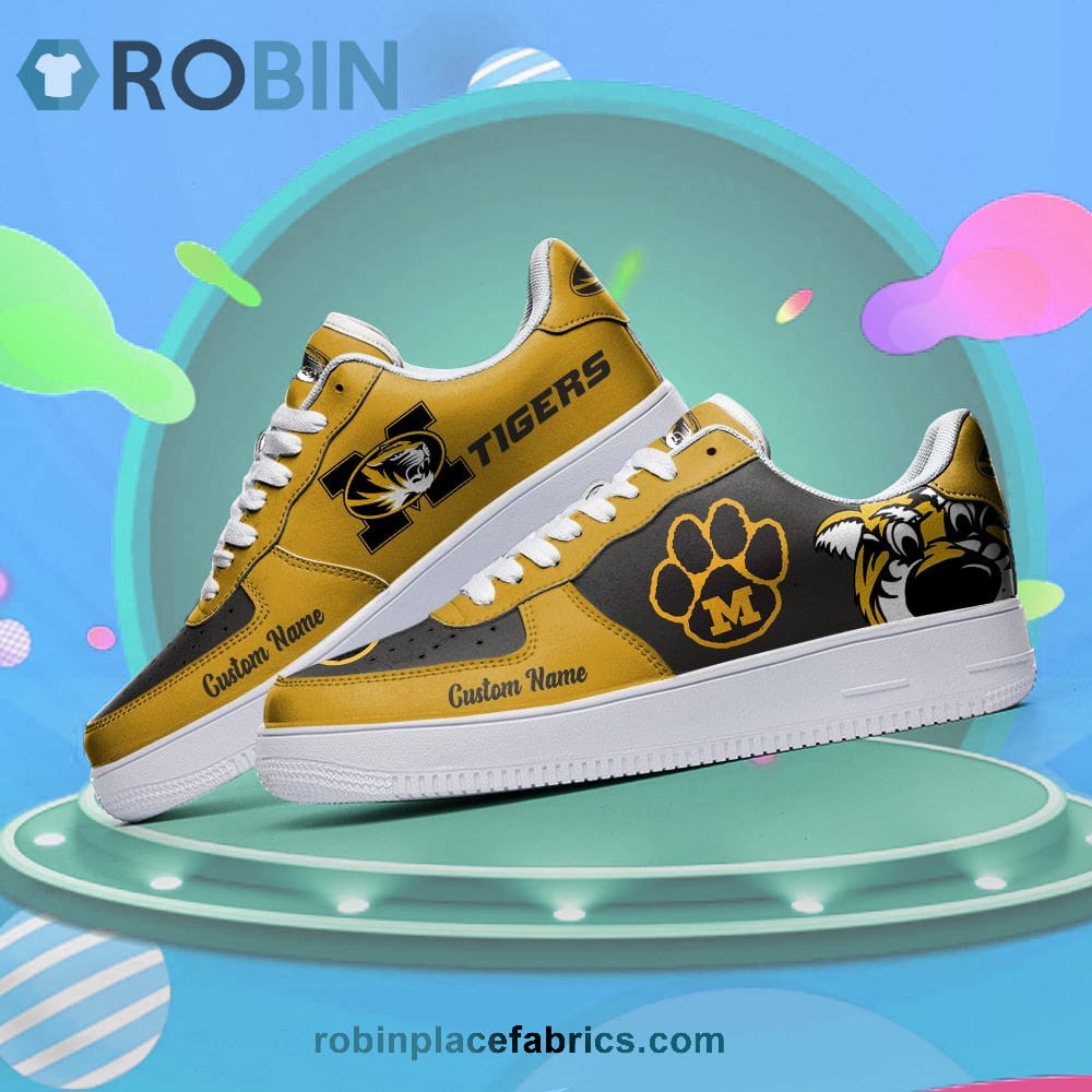 Missouri Tigers Mascot Logo Ncaa Custom Name Air Force 1 Shoes For Men Women