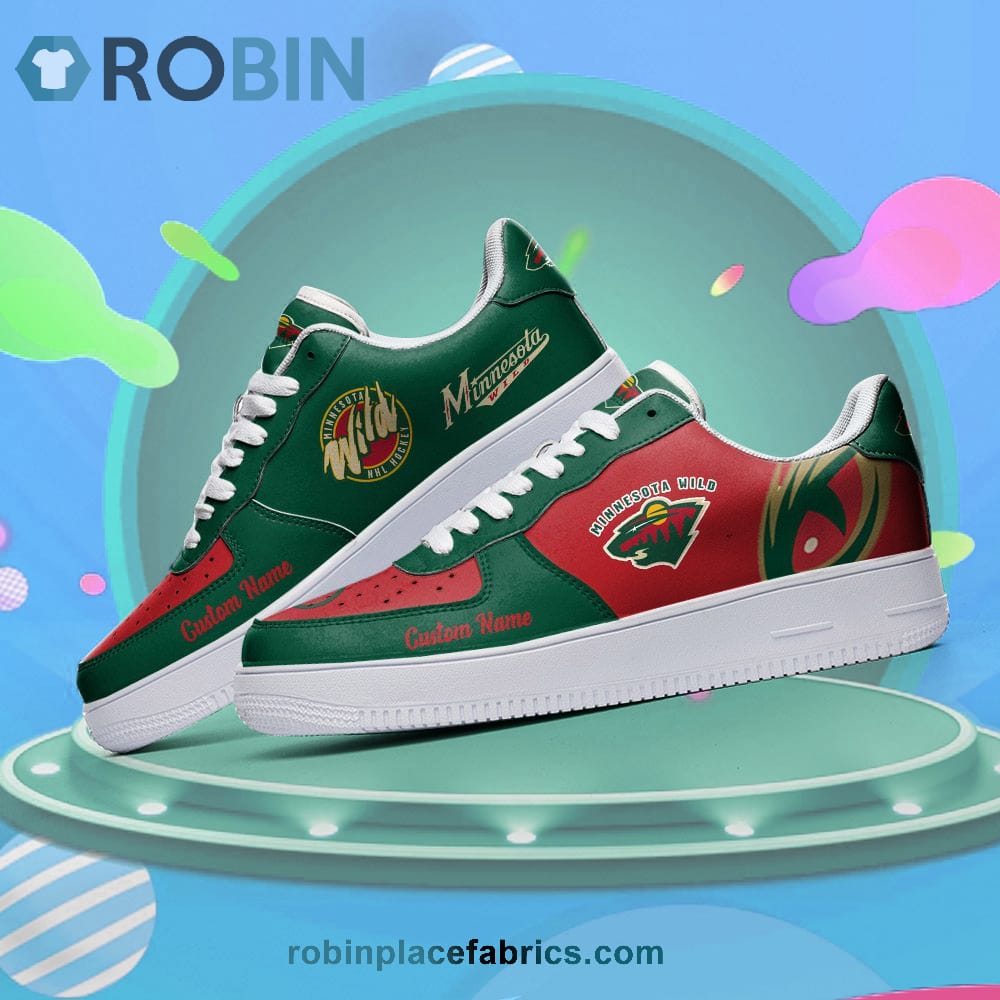 Minnesota Wild Mascot Logo Nhl Custom Name Air Force 1 Shoes For Men Women