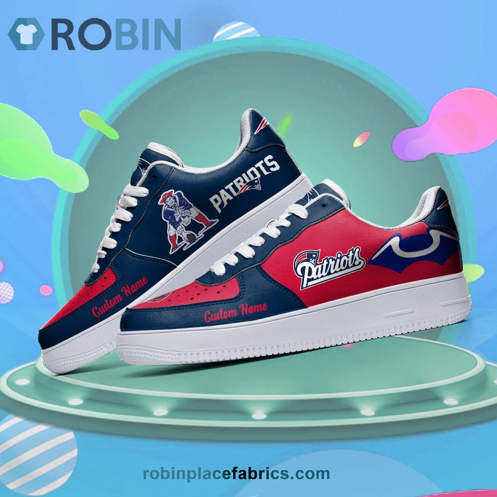 New England Patriots Mascot Logo Nfl Custom Name Air Force 1 Shoes For Men Women