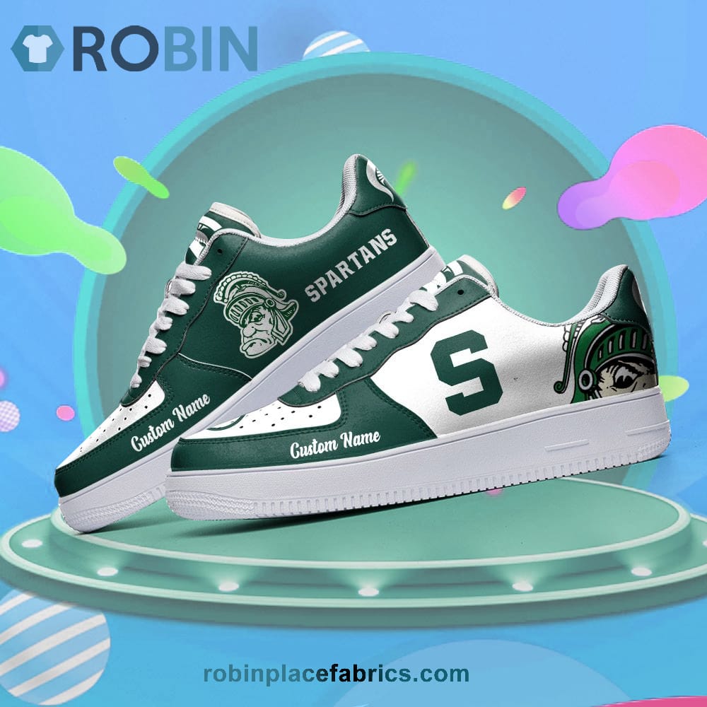 Michigan State Spartans Mascot Logo Ncaa Custom Name Air Force 1 Shoes For Men Women