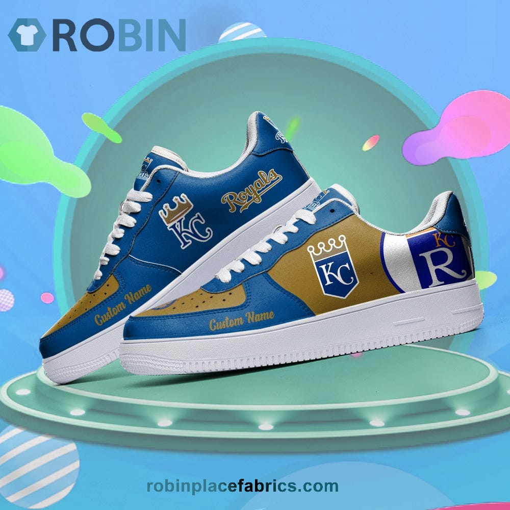 Kansas City Royals Mascot Logo Mlb Custom Name Air Force 1 Shoes For Men Women