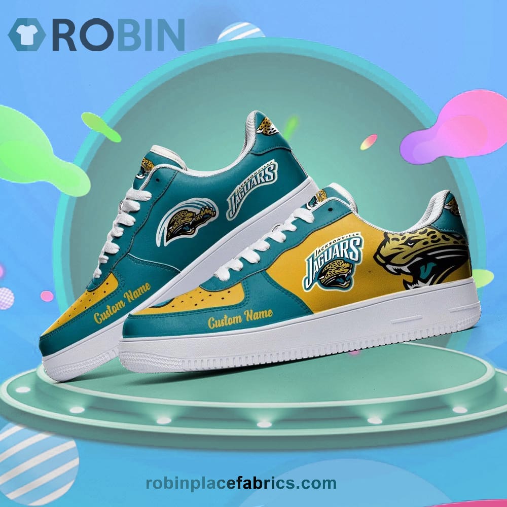 Jacksonville Jaguars Mascot Logo Nfl Custom Name Air Force 1 Shoes For Men Women