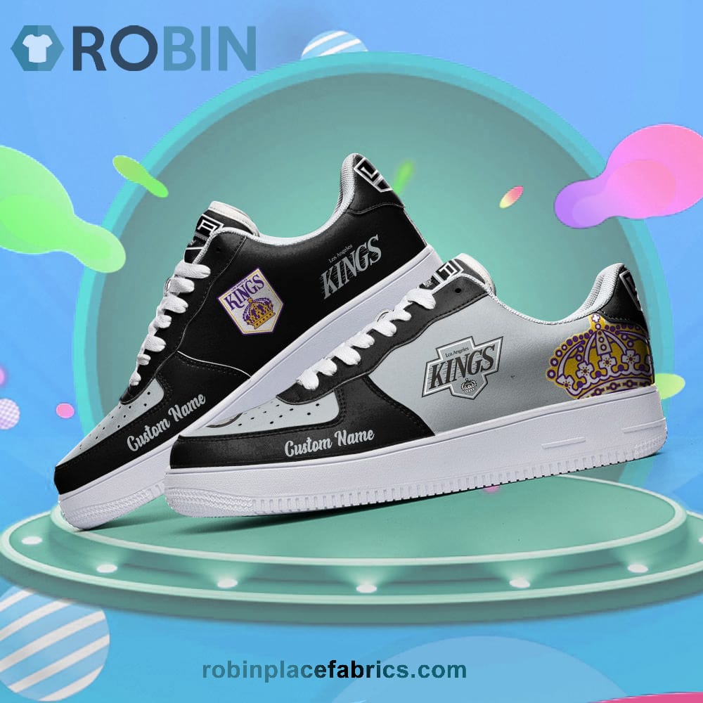 Los Angeles Kings Mascot Logo Nhl Custom Name Air Force 1 Shoes For Men Women
