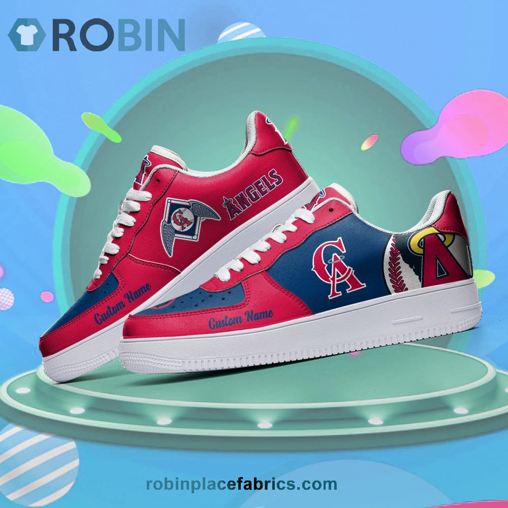 Los Angeles Angels Mascot Logo Mlb Custom Name Air Force 1 Shoes For Men Women