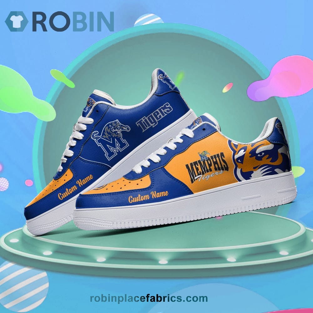 Memphis Tigers Mascot Logo Ncaa Custom Name Air Force 1 Shoes For Men Women