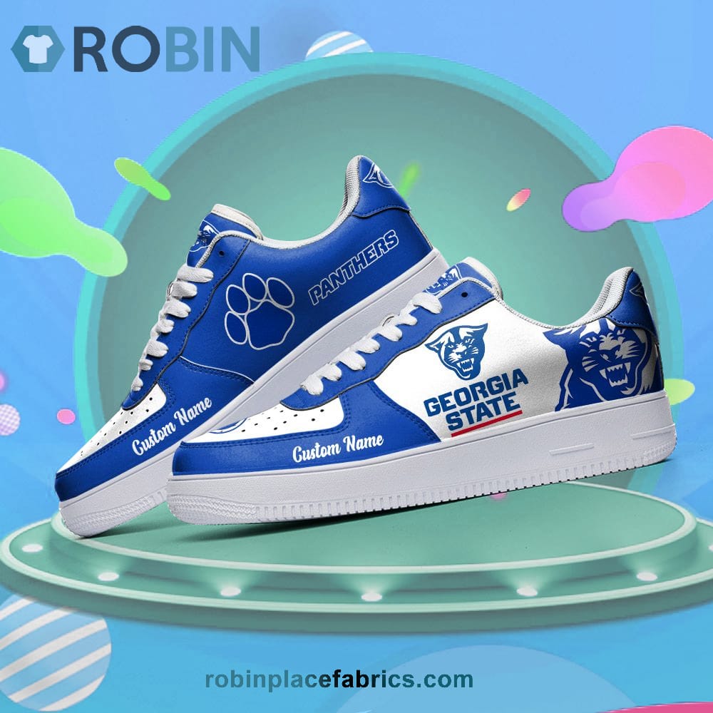 Georgia State Panthers Mascot Logo Ncaa Custom Name Air Force 1 Shoes For Men Women