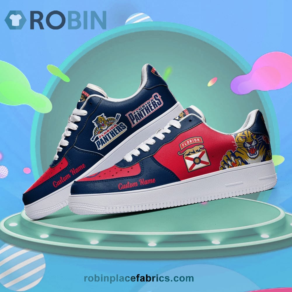 Florida Panthers Mascot Logo Nhl Custom Name Air Force 1 Shoes For Men Women