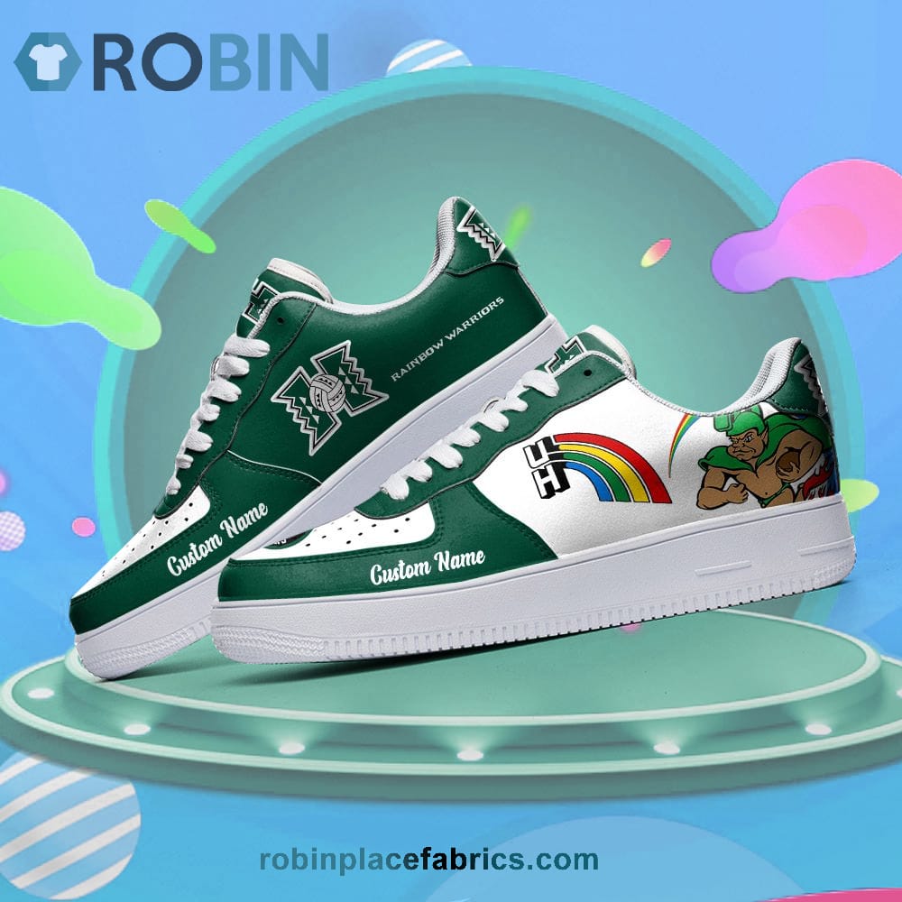 Hawaii Rainbow Warriors Mascot Logo Ncaa Custom Name Air Force 1 Shoes For Men Women