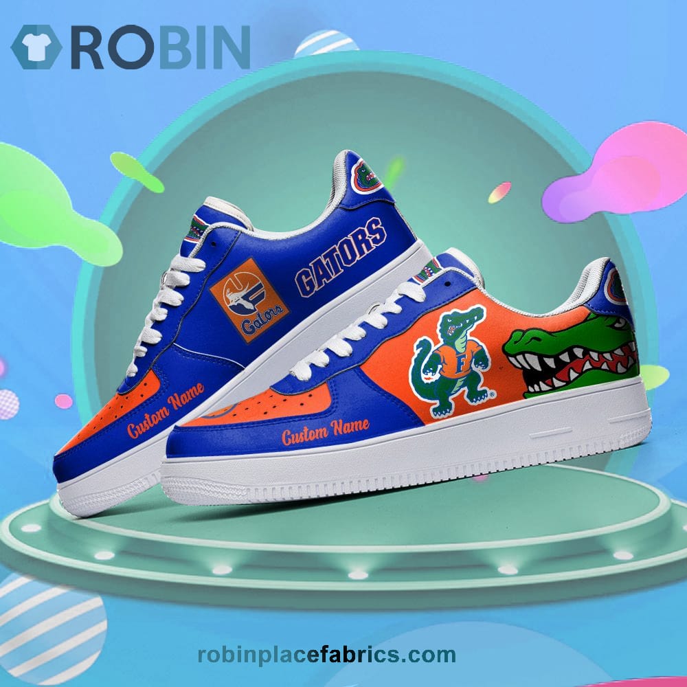 Florida Gators Mascot Logo Ncaa Custom Name Air Force 1 Shoes For Men Women