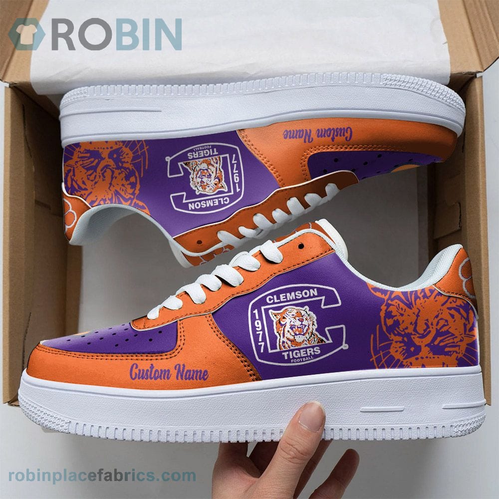 Clemson Tigers Mascot Logo Ncaa Custom Name Air Force 1 Shoes For Men Women